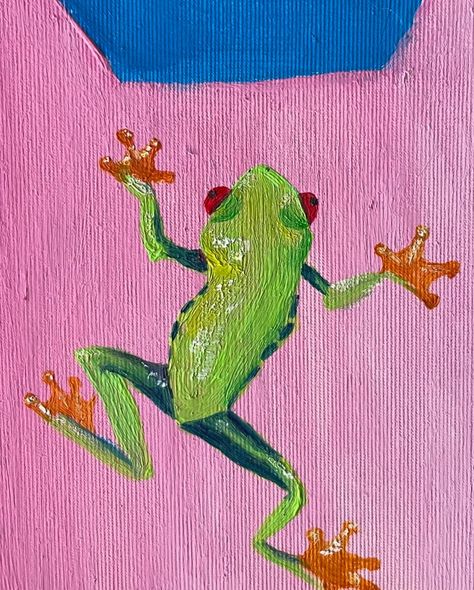 Meeting the Frog 🐸 (-For Sale) . . . . . . 30x40 oilpainting . . . . . . . . #art #frog #artist #paint #oilpainting #acrylicpainting #artwork #artcollector #artgallery #drawing #colorfulart Abstract Frog Paintings, Frog Oil Pastel, How To Paint A Frog, Frog Painting Acrylic Easy, Frog Painting Ideas, Easy Frog Painting, Frog Painting Easy, Frog Acrylic Painting, Frog Art Aesthetic