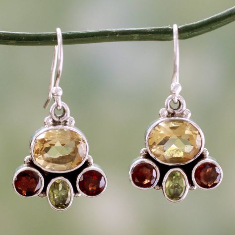 UNICEF Market | Natural Gemstones in Sterling Silver Earrings - Harmony Dolphin Jewelry, Sterling Silver Promise Rings, Wholesale Silver Jewelry, Peridot Earrings, Faceted Gems, Citrine Earrings, White Gold Jewelry, Pretty Earrings, Silver Earrings Dangle