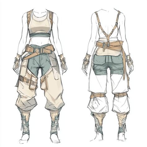 Character Outfit Inspo Drawing, Space Adventurer Character Design, Cyberpunk Outfit Illustration, Fantasy Outfit Design Drawing, Arcane Clothing Design, Hover Shoes Concept Art, Arcane Outfit Design, Scavenger Aesthetic Outfit, Hat Designs Drawings