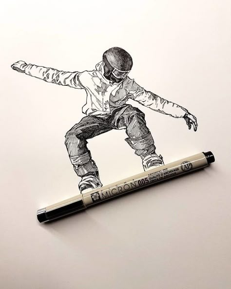 Snowboard Drawing, Inktober Sketchbook, Ski Drawing, Snow Drawing, Snowboard Art, Badass Drawings, Pen Art Drawings, Graffiti Style Art, Drawings Of Friends