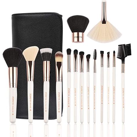 ZOREYA Makeup Brushes Set,15pcs Rose Gold Luxury and Fashion Makeup Brushes,Professional Premium Synthetic Foundation Powder Concealers Eye Shadows Makeup brushes Set with Perfect Vegan Leather Bag Rose Gold Makeup Brushes, Rose Gold Makeup, Best Makeup Brushes, Makeup Brushes Set, Makeup Brush Set Professional, Gold Luxury, Professional Makeup Brushes, Foundation Powder, Eye Concealer