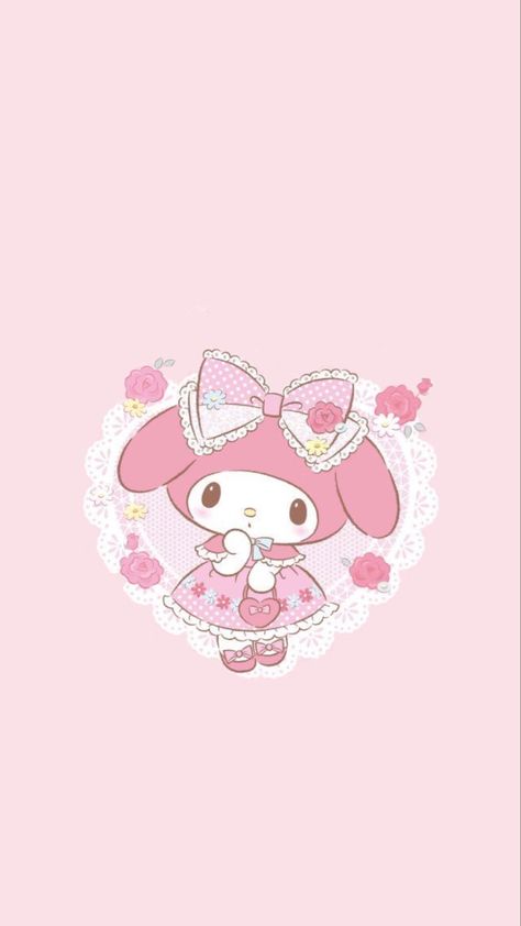 Cute My Melody Wallpaper, Cute Backrounds, Wallpaper Pink Cute, Melody Wallpaper, Kawaii Background, My Melody Wallpaper, Hello Kitty Themes, Retro Phone, Sanrio Wallpaper