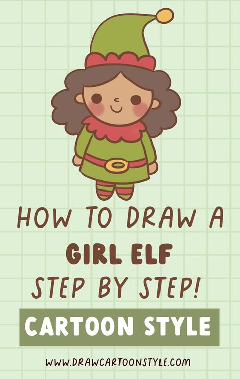 Drawing Elf, Elf Drawing, Christmas Drawing Ideas, Christmas Kawaii, Easy Christmas Drawings, Elf Drawings, How To Draw Santa, Kawaii Drawing, Elf Art