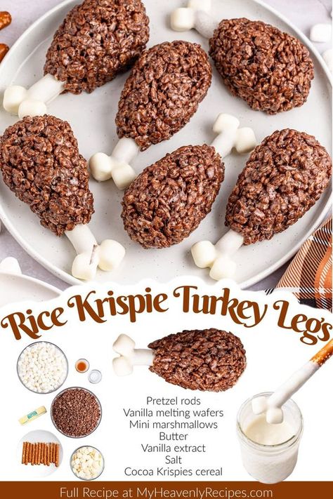 Rice Krispie Turkey Legs Treats, Turkey Leg Rice Krispie Treats, Friendsgiving Snacks, Thanksgiving Kid Snacks, Rice Krispie Turkey, Kids Friendsgiving, Friendsgiving Dessert, Black Thanksgiving, Holiday Finger Foods