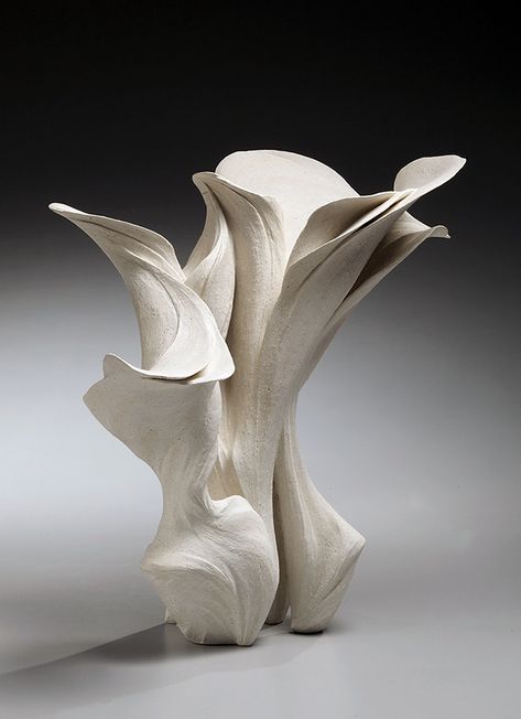 Fujikasa Satoko - Artists - Joan B Mirviss LTD | Japanese Fine Art | Japanese Ceramics Sculptures Céramiques, Pottery Sculpture, Sculpture Ideas, Porcelain Art, Pottery Inspiration, Japanese Ceramics, Contemporary Ceramics, Paper Sculpture, Abstract Sculpture