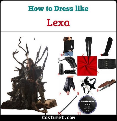 Lexa The 100 Costume, The 100 Costume, Commander Lexa, Black Face Paint, Deco Halloween, Lexa The 100, Black Waist Belt, Black Armor, Distressed Pants