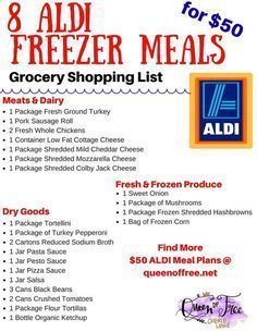 I can't believe you can make 8 ALDI Freezer meals for under $50! This post has an entire meal plan complete with a free printable shopping list. Aldi Meal Plan, Freezer Meal Planning, Make Ahead Freezer Meals, Grocery Shopping List, Crock Pot Freezer, Freezer Meal Prep, Budget Meal Planning, Freezer Cooking, Cooking On A Budget