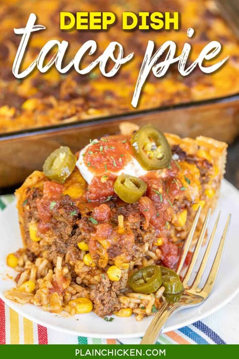 This is so good and will make again. Taco Casseroles, Taco Cake, Mexican Chopped Salad, Mexican Flavors, Taco Pie, Mexican Casserole, Cake Simple, Plain Chicken, Taco Casserole