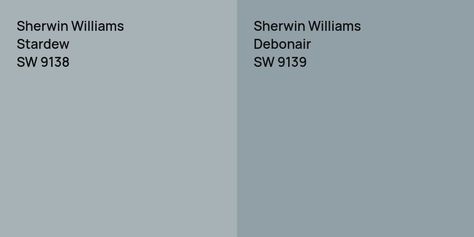 Compare Sherwin Williams SW 9138 and Sherwin Williams SW 9139 side by side. Understand the differences in hue, saturation, lightness, and value. Debonair Sherwin Williams, Sherwin Williams Debonair, Stardew Sherwin Williams, Sherwin Williams Stardew, Mount Saint Anne, Porter House, Dresser Tv, Dresser Tv Stand, Hale Navy