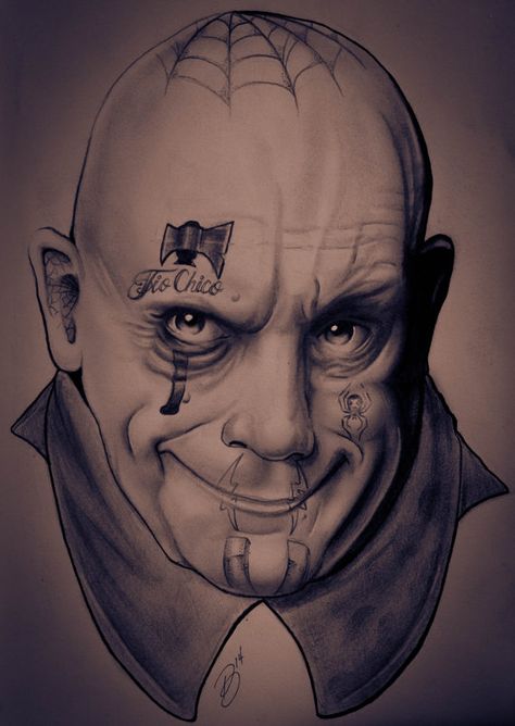 Uncle Fester stencil Addams Family Tattoo, Munster Family, Family Sleeve Tattoo, Uncle Fester, Family Motto, Tim Burton Style, Family Tattoo, Morticia Addams, Adams Family