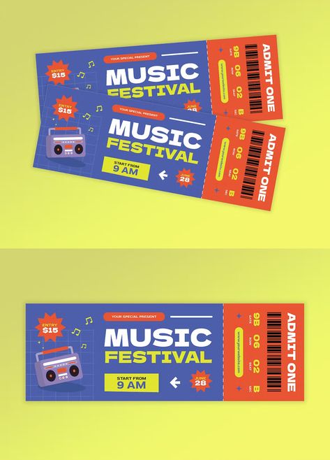 Hypebeast Music Festival Ticket Template AI, EPS, PSD Music Festival Ticket Design, Festival Tickets Design, Festival Ticket Design, Event Ticket Design, Ticket Illustration, Ticket Design Template, Festival Website, Festival Ticket, Design For Music