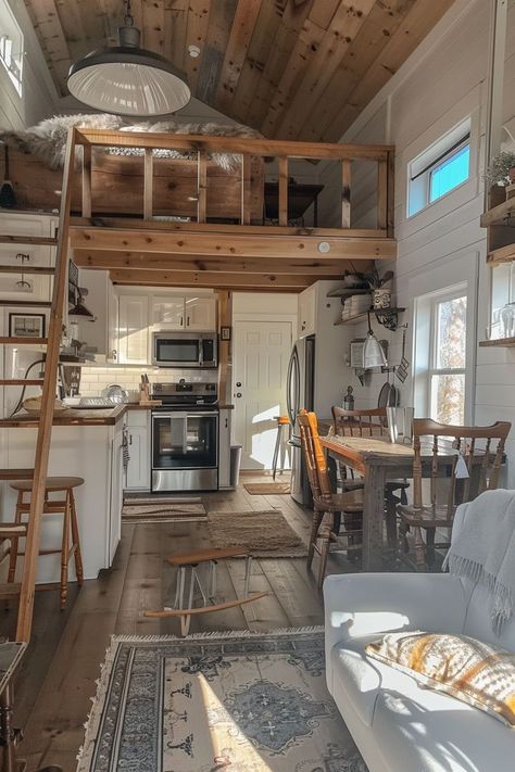 Rustic Tiny House, Homes Exterior, Tiny House Loft, Best Tiny House, Tiny House Inspiration, Rustic Farmhouse Kitchen, Tiny House Decor, Tiny House Movement, Tiny House Interior