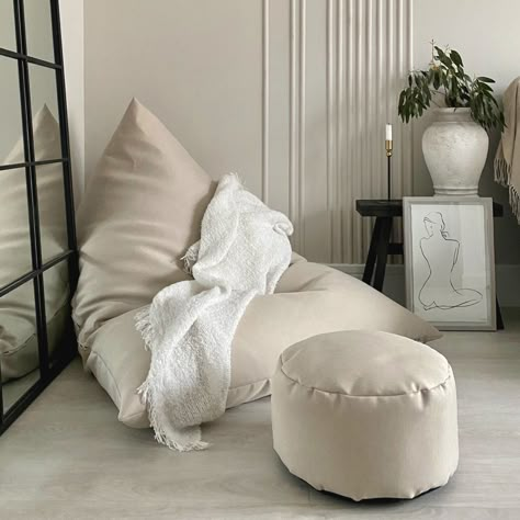 Loved by both adults and children alike, the Bean Bag will fast become the heart of any family home and make a real style statement in your relaxation space.This modern barley beanbag will transform an empty corner, uplift a room and offers the perfect place for ultimate relaxation and comfort. Available in a range of neutral tones to suit your style, our textured barley fabric is aesthetically pleasing yet practical for a busy home. The beanbag cover can be machine washed keeping it looking fab Home Relaxation Room, Bean Bag Room, Bean Bag Living Room, Modern Bean Bags, Bean Bag Lounger, Floor Sitting, Bedroom Corner, Pinterest Room Decor, Relaxation Room