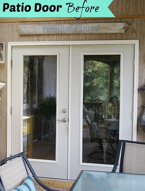 patio door before painting Painting Patio Doors Black, Painted French Doors Exterior Patio, Exterior French Doors Patio, Patio Door Makeover, Patio French Doors, Sliding French Doors Patio, French Doors Patio Exterior, Exterior Patio Doors, Replacement Patio Doors