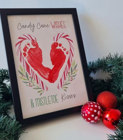 Baby Christmas Crafts Gifts, Hand And Footprint Christmas Art, Baby Christmas Card Ideas Diy, First Christmas Crafts For Baby, Christmas Crafts For Baby, Christmas Crafts For Babies, Infant Crafts, Baby Christmas Card, Mistletoe Print