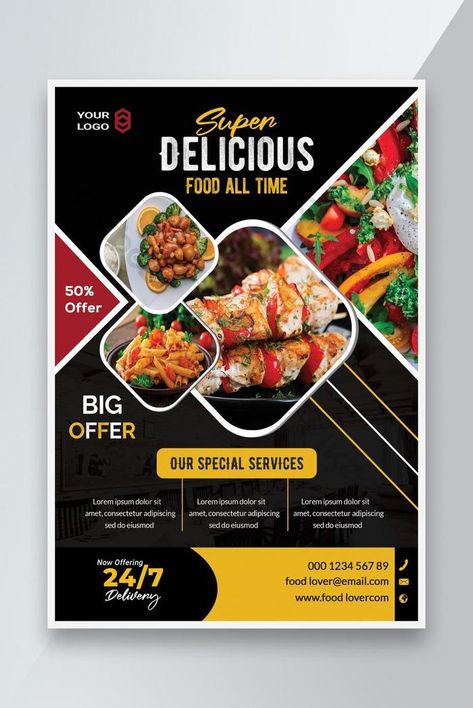 Super Delicious Resturant Food Flyer Design#pikbest# Makanan Cepat Saji, Brochure Food, Restaurant Poster, Menu Flyer, Flyer Inspiration, Ayam Bakar, Restaurant Flyer, Food Flyer, Food Banner