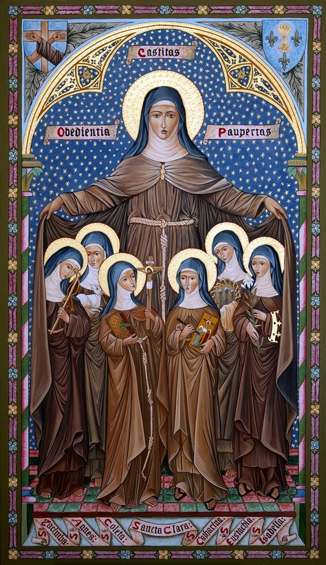 Saint Clare of Assisi, foundress of the Poor Clare nuns (Franciscans). Saint Clare Of Assisi, Saint Clare, St Clare, San Michele, San Francesco, The Virgin Mary, Religious Icons, Catholic Art, St Francis