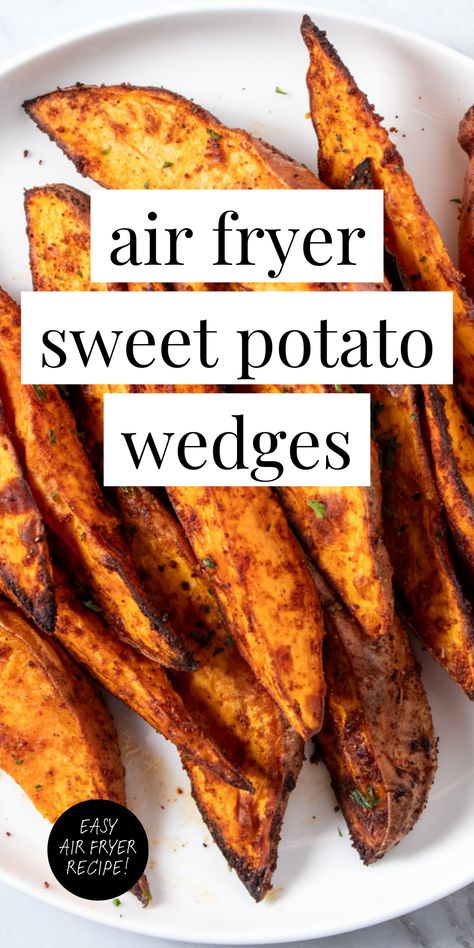 Air Fryer Sweet Potato Wedges Air Fryer Sweet Potato Wedges, Wedges Recipe, Cooks Air Fryer, Air Fried Food, Air Fryer Oven Recipes, Sweet Potato Wedges, Air Fry Recipes, Air Fryer Dinner Recipes, Potato Wedges