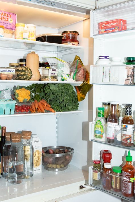 Inside Restaurateur Claire Chan’s Kitchen and Fridge - Coveteur Open Fridge Aesthetic, Fridge Reference, Empty Fridge Picture, Fridge Life Of Food, Inside Fridge Photography, Fridge Photography, Inside Fridge, Fridge Inside, Community Fridge