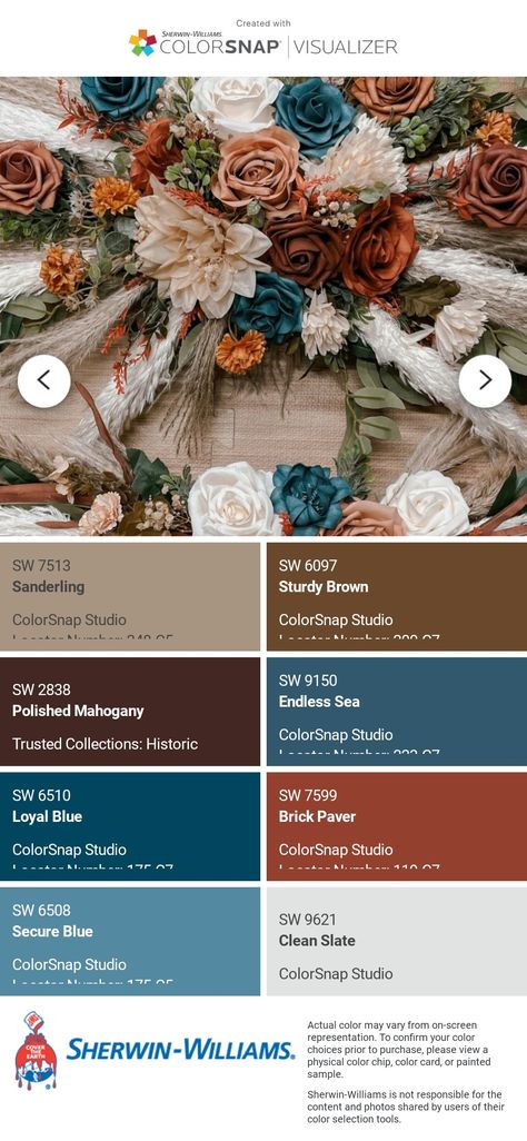 I just created this color palette with the Sherwin-Williams ColorSnap® Visualizer app on my Android phone. What do you think? You can learn more about ColorSnap Visualizer and get it on your phone free by visiting https://www.sherwin-williams.com/content/colorsnap.html. Sherwin Williams Western Paint Colors, Western Paint Colors, Denim Color Scheme, Western Color Scheme, Western Color Palette, Sherwin Williams Color Schemes, Western Bedrooms, Dreams To Reality, Sherwin Williams Colors