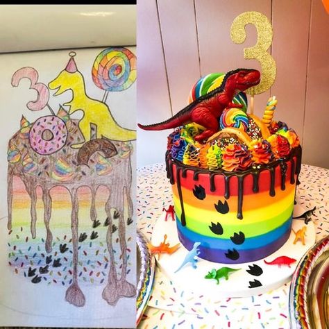 30 People Who Got What They Requested, Literally - Funny Gallery Dino Cakes, Mac And Cheese Burger, Universal Food, Rainbow Party Favors, Dino Dig, Rainbow Dinosaur, Ideas For Cupcakes, Twin Birthday Cakes, Jurassic Park Party