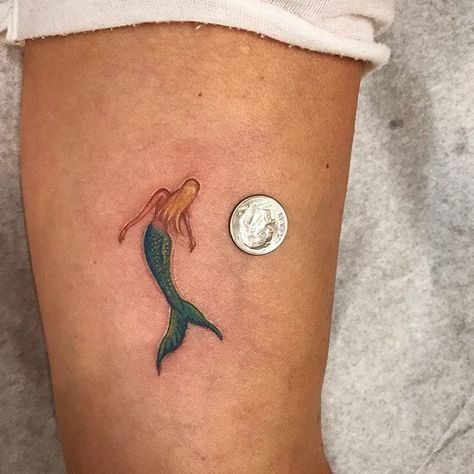 Micro Mermaid Tattoo, Swimming Mermaid Tattoo, Tiny Mermaid Tattoo, Minimalist Mermaid Tattoo, Mysterious Mermaids, Tattoo Swimming, Lisbon Tattoo, Small Mermaid Tattoo, Water Tattoos