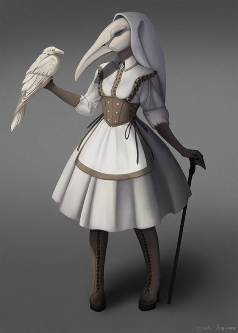 Plague Nurse Cosplay, White Plague Doctor Costume, Plague Doctor Inspired Outfits, White Plauge Doctor, Plague Nurse Tattoo, Plague Nurse Art, Plague Nurse Costume, Female Plague Doctor Costume, Plauge Doctor Aesthetic