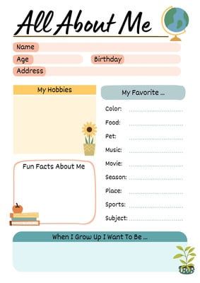 All About Me Spinner, All About Me Worksheet, Free Time Activities, Spinner Wheel, Questionnaire Template, Wheel Craft, Craft Templates, Icebreaker Activities, Conversation Cards