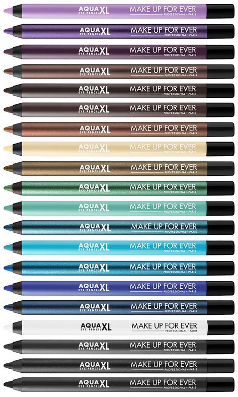 Make Up For Ever Aqua XL Waterproof Eye Pencils for Summer 2016 Almond Eye Makeup, Eye Pencils, Lipstick For Fair Skin, Perfect Eyeliner, Best Eyeliner, Makeup For Teens, Fancy Makeup, Makeup Swatches, No Eyeliner Makeup