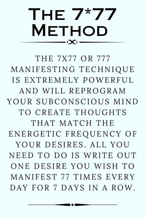 Wealth Affirmations 7x77 Manifestation Method, Manefistation Methods, 77x7 Manifestation Method, 77×7 Manifestation Method, 3x33 Manifestation Method, O Method Manifestation, 777 Method, Law Of Attraction Wealth, Activities List