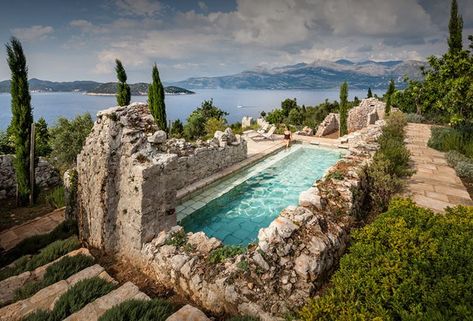 Antonio Zaninovic, Rees Roberts, Croatian Islands, Dalmatian Coast, Dream Pools, Stone Walls, Design Landscape, Interior Design Magazine, Adriatic Sea