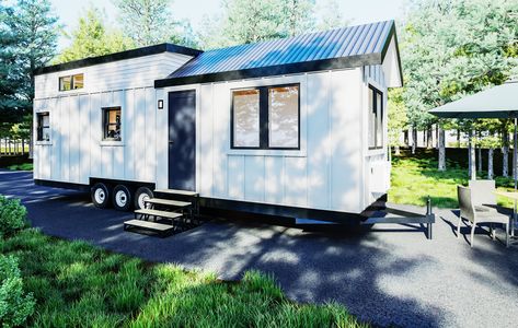 Check Out the The Aspen 24' Tiny House Plans Home Blueprints, Tiny House Builders, Diy House Plans, Office Plan, Sleeping Loft, Cottage Plan, Portable House, Stair Storage, Cabin Plans