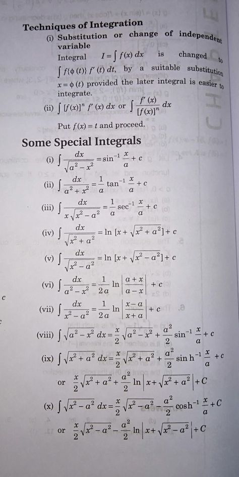 Integration Formulas Notes, Calculus Aesthetic, Integration Formulas, Mathematics Aesthetic, Integral Calculus, Math Formula Chart, Teaching Math Strategies, Learn Physics, Physics Formulas