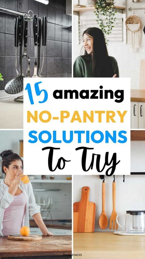 No Pantry Solutions Kitchens, Sponge Hacks, Small Home Additions, Small Home Office Layout, Home Cinema Room Ideas, Small Home Bar Ideas, Pantry Solutions, No Pantry, Small Bars For Home