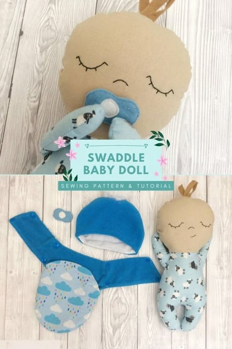 sewing toys easy Throw Blanket Sewing Pattern, Swaddle Doll Pattern, Free Baby Doll Patterns To Sew, Easy Stuffed Animal Sewing Patterns Free, Easy Doll Sewing Pattern, Free Doll Patterns To Sew Simple, Baby Doll Sewing Patterns, Homemade Dolls Easy, Free Doll Patterns To Sew