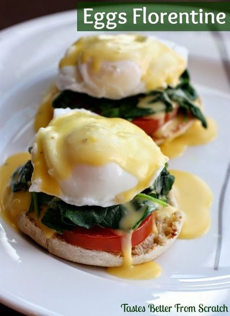 Easy Homemade Eggs Florentine | Tastes Better From Scratch Eggs Florentine Recipe, Florentine Recipe, Cooked Spinach, Homemade Hollandaise Sauce, Florentines Recipe, Eggs Florentine, Tastes Better From Scratch, Spinach Egg, Hollandaise Sauce