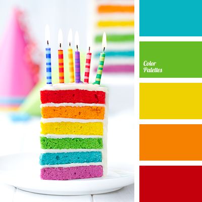 COLOR PALETTE ~ HAPPY BIRTHDAY RAINBOW CAKE SHADES ~~*~~ Rainbow Colors Palette, Bright Rainbow Color Palette, Color Palette Birthday, Birthday Color Palette, In Color Balance, Rainbow Color Palette, Colourful Birthday, Color Palette Ideas, Wall Living Room