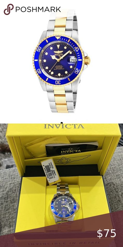 Invicta Pro Diver Automatic Men's Watch - 40mm, Steel, Gold (17045) Firefighter Emt, Invicta Pro Diver, Nato Strap, Invicta Watches, 200m, Mechanical Movement, Rolex Submariner, Stainless Steel Band, Mechanical Watch