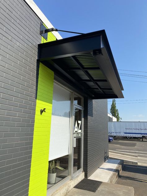 Commercial Metal Awnings - Pike Awning Inc. | Quality Awnings and Canopies Metal Awnings, Aluminum Awnings, Metal Awning, Loading Dock, Outdoor Awnings, Storefront Design, Modern Architecture Building, Retractable Awning, Canopies