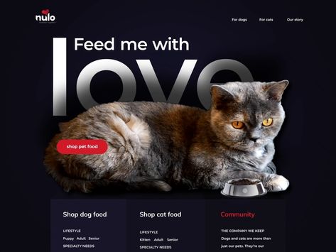 Pet food website design by Dannniel for Marcato Studio on Dribbble Food Website Design, Desain Ux, 블로그 디자인, Cat Website, Best Website Design, Webdesign Inspiration, Ecommerce Design, Webpage Design, Food Website