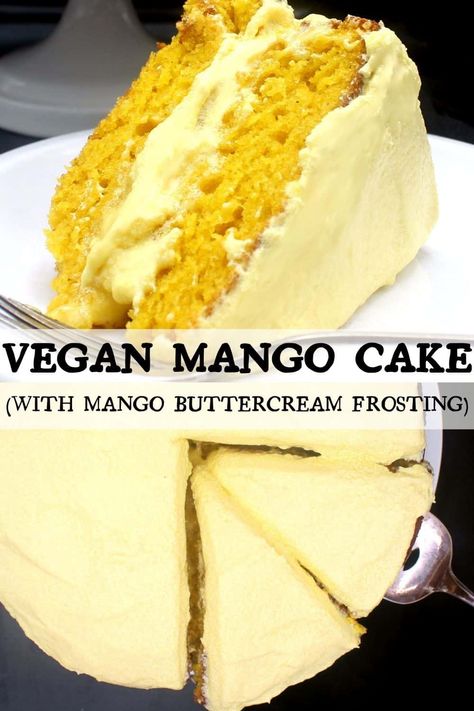 Vegan Mango Cake, Mango Buttercream, Mango Dessert Recipes, Vegan Baking Recipes, Mango Dessert, Mango Cake, Vegetarian Desserts, Vegan Cakes, Vegan Cake Recipes