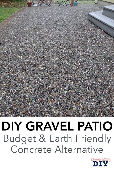 Patio Ideas On A Budget, Backyard Transformation, Pea Gravel Patio, Large Backyard Landscaping, Diy Backyard Patio, Concrete Patios, Gravel Patio, Cheap Backyard, Budget Patio