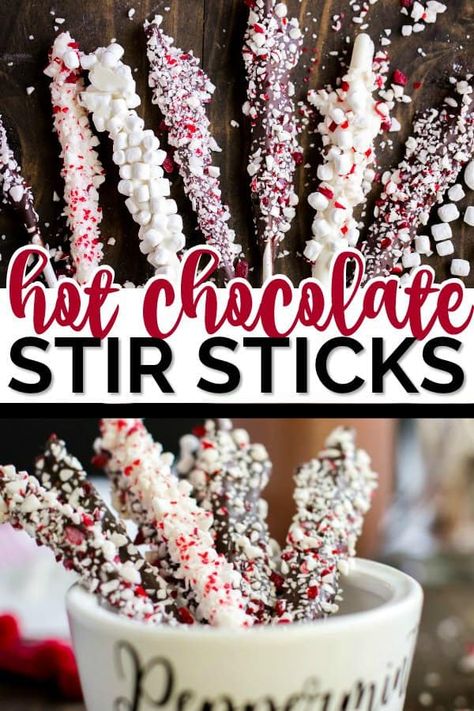 Hot Chocolate Stir Sticks - The Best Blog Recipes Hot Chocolate Stir Sticks, Hot Chocolate Bar Party, Christmas Hot Chocolate Bar, Hot Chocolate Party, Hot Chocolate Gifts, Desserts Christmas, Drawing Christmas, Chocolate Sticks, Chocolate Party