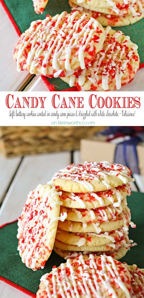 Christmas Baking Recipes, Candy Cane Cookies, Buttery Cookies, Cookie Swap, Xmas Cookies, Köstliche Desserts, Soft Cookie, Christmas Snacks, Christmas Cooking