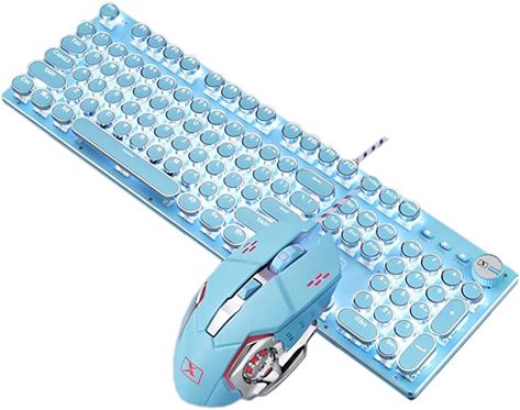 Blue Office Supplies, Solar Charging Station, Keyboard Hacks, Gaming Keyboard And Mouse, Stitch Games, Retro Steampunk, Setup Gamer, Kawaii Games, Blue Game