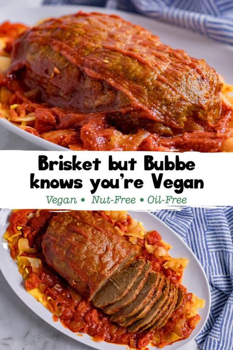 Vegan Brisket, Wfpbno Recipes, Vegan Bbq Sauce, Shabbat Recipes, Seitan Recipes, Vegetarian Mains, Jewish Food, Vegan Entree, Vegan Style