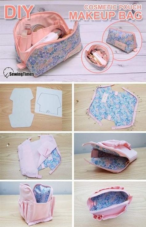 Cosmetic Bag Tutorial, Pochette Diy, Natural Make Up Tutorial, Sewing Handbag, Diy Makeup Bag, Tutorial Sewing, Natural Make Up Looks, Make Up Ideas, Pouch Diy