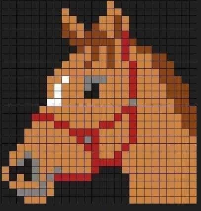 Pixel Art Kawaii, Cross Stitch Horse, Modele Pixel Art, Easy Pixel Art, Diy Perler Bead Crafts, Pixel Crochet, Pixel Art Grid, Animal Cross Stitch Patterns, Tapestry Crochet Patterns