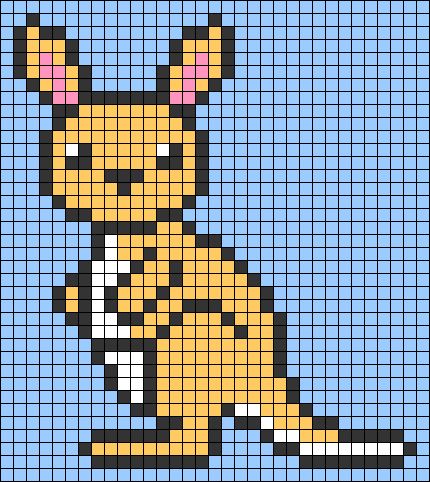 Alpha pattern #38255 | BraceletBook Kangaroo Pixel Art, Kangaroo Cross Stitch, Kangaroo Perler Beads, Knitting Charts Animal, Animal Pixel Art, Kangaroo Cute, Pixel Animals, Pixel Art Animals, Crochet Christmas Trees Pattern