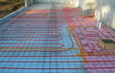 Concrete Floor Heating - How it works and Saves Energy Heated Concrete Floor, Diy Pole Barn, Underground Greenhouse, High Tunnel, Radiant Heating System, Grey Vinyl Flooring, Tunnel Greenhouse, Log Home Floor Plans, Floor Heating Systems